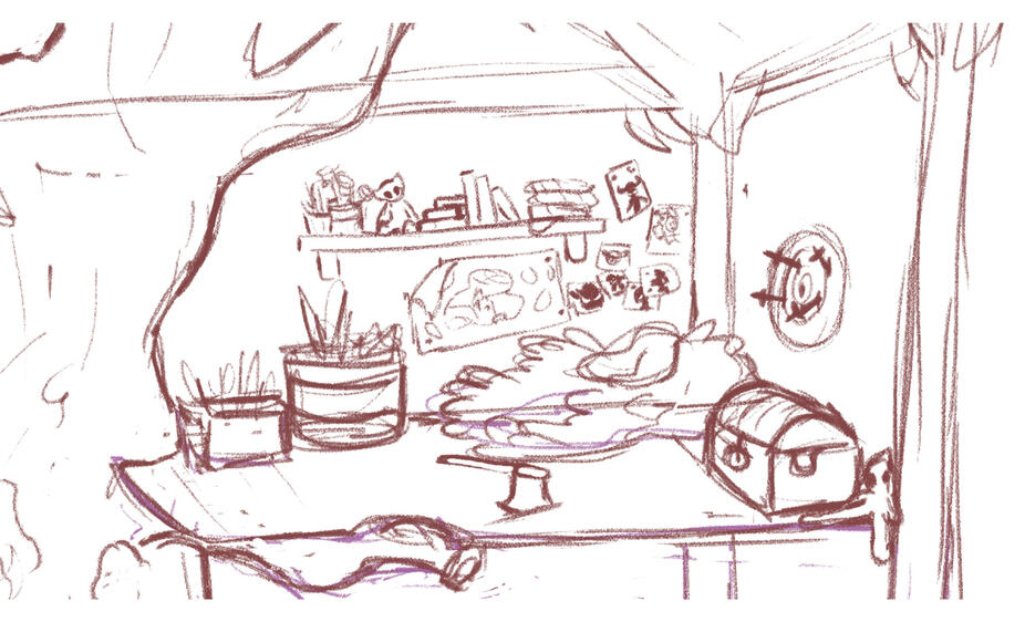 Background Design - The Witch's Hut Phen's Room WIP