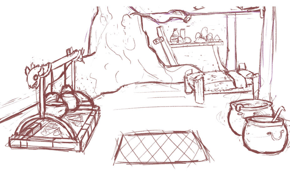 Background Design - The Witch's Hut Lower floor WIP